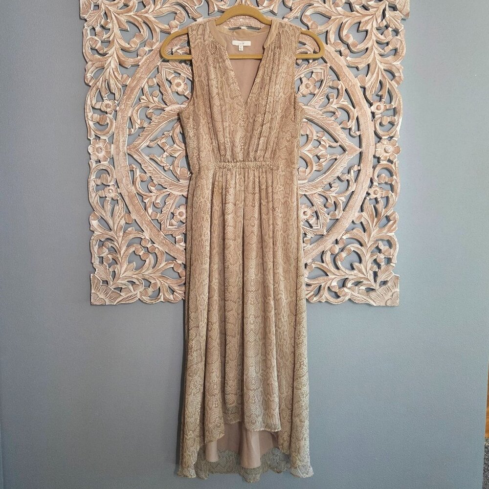 Joie Hilarie silk snake print sleeveless high-low midi dress XS